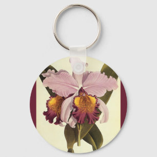 Antike lila Cattleya-Orchidee, tropische Blumen Schlüsselanhänger