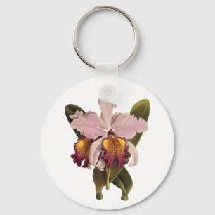 Antike lila Cattleya-Orchidee, tropische Blumen Schlüsselanhänger