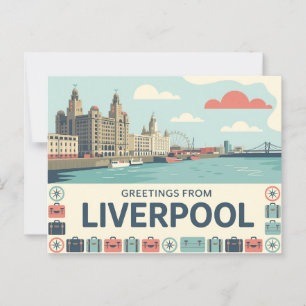 Antike Liverpool-Postkarte Grüße aus Postkarte