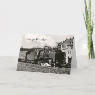 Antike Lokomotive Zug Eisenbahn Schwarz Reise Karte