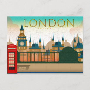 Antike London England Brückenansicht & Telefonzell Postkarte