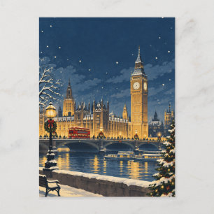 Antike London England Weihnachten Reise Postkarte