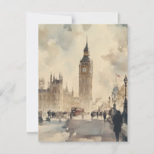 Antike London-Reisepostkarte im Wasserfarbenstil Postkarte