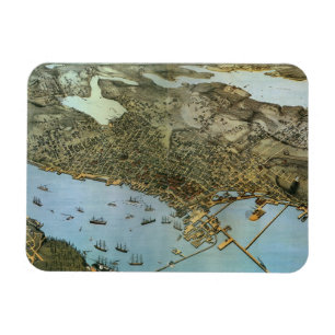 Antike Luftansicht Karte Stadt Seattle Washington Magnet