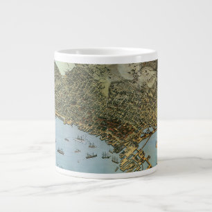 Antike Luftansichtkarte der Stadt Seattle, Washing Jumbo-Tasse
