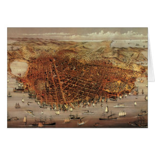 Antike Luftkarte, San Francisco City, Kalifornien