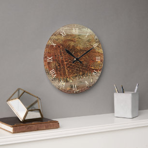 Antike Luftkarte, San Francisco City, Kalifornien Große Wanduhr