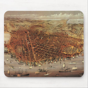 Antike Luftkarte, San Francisco City, Kalifornien Mousepad