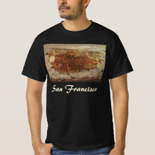 Antike Luftkarte, San Francisco City, Kalifornien T-Shirt