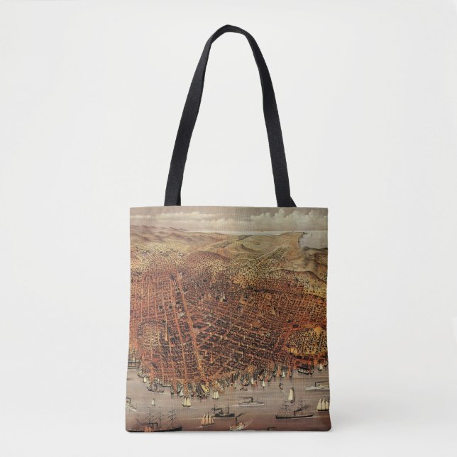 Antike Luftkarte von San Francisco, Kalifornien Tasche (Vorderseite)