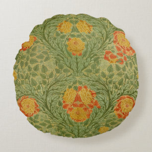 Antike Mackmurdo-Rosen- und Blatt-Blumenkunst Rundes Kissen