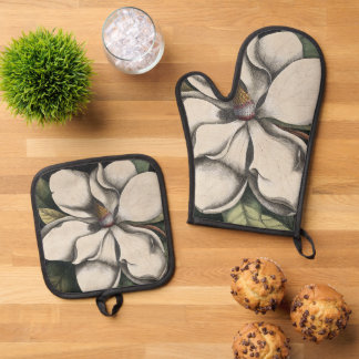 Antike Magnolie Ofenhandschuh & Topflappen-Set