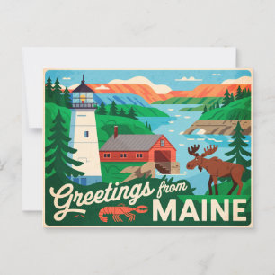 Antike Maine-Ansichtskarte Grüße aus Maine Postkarte