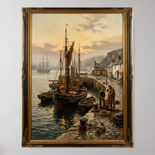 Antike maritime hohe Schiffe Hafen II Poster