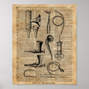 Antike Medizin-Kits,Wörterbuch-Kunst,Gruselig,Deko Poster