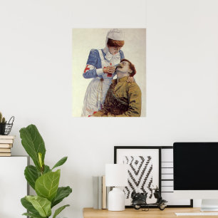 Antike Medizin, Krankenschwester mit Soldaten des Poster