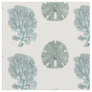 Antike Meereskoralle und Sand Dollar Illustration Stoff