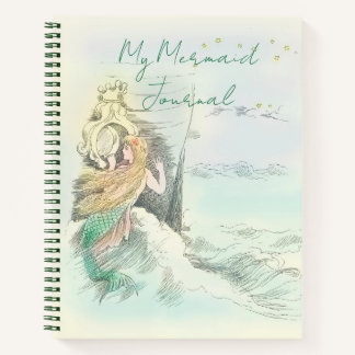 Antike Meerjungfrau, die in ein Schiff-Fenster sch Notizbuch