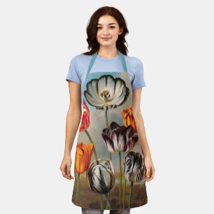 Antike mehrfarbige Tulpenblumen in einer Landschaf Schürze