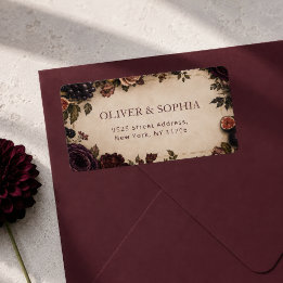 Antike melancholische Floral Hochzeits-Rücksendead Adressaufkleber