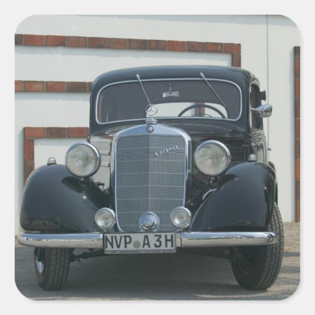 antike Mercedes Quadratischer Aufkleber (Vorderseite)