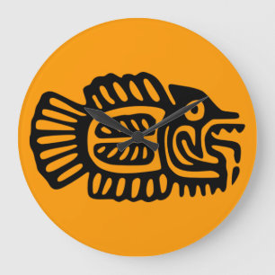Antike mexikanische Fisch-Runde-Uhr Große Wanduhr