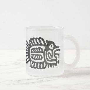 Antike mexikanische Fischmotive Mattierte Tasse au
