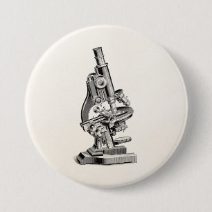 Antike Mikroskop-Illustration Retro Steampunk Button