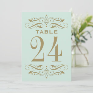 Antike Mint Vintage-Blüten-Hochzeitstisch-Nummer Einladung