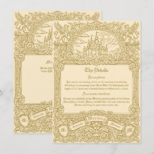Antike mittelalterliche Fantasy-Goldgravur-Hochzei