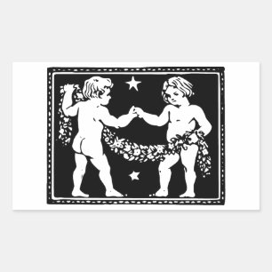 Antike mittelalterliche Renaissance Zodiac Gemini Rechteckiger Aufkleber