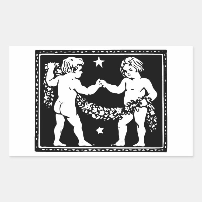 Antike mittelalterliche Renaissance Zodiac Gemini Rechteckiger Aufkleber (Vorderseite)