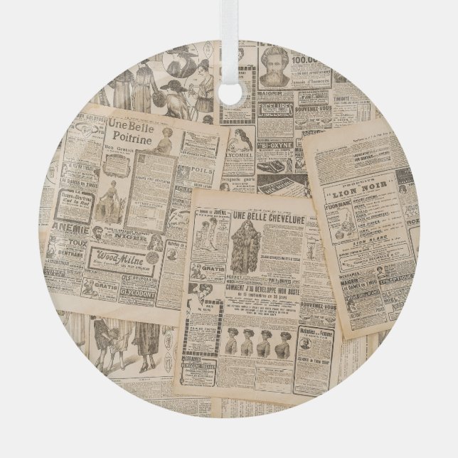 Antike Mode: Werbeseiten in Zeitungen Ornament Aus Glas (Vorderseite)