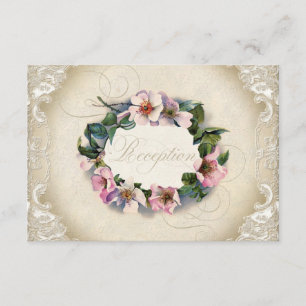 Antike Monogramm-Spitze Wilde Pinkfarbene Rose Wir Begleitkarte