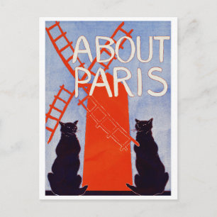 Antike Mühle Katzen Paris Frankreich Postkarte