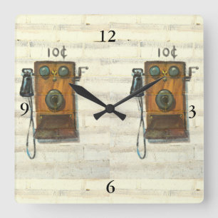 antike Münztelefon-Wanduhr Quadratische Wanduhr