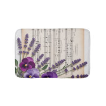 Antike Musik und Lavendel-Stiefmütterchen-Blumen