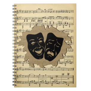 Antike Musik-und Theater-Masken Notizblock