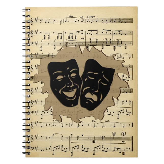 Antike Musik-und Theater-Masken Notizblock (Vorderseite)
