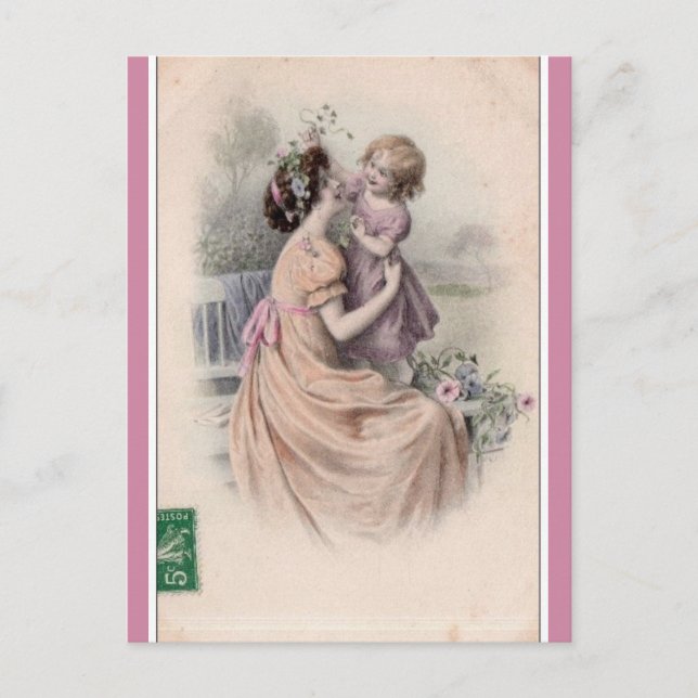 Antike Mutter und Tochter Postkarte (Vorderseite)