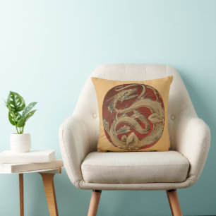 Antike Mythologie, antiker goldener asiatischer Dr Kissen