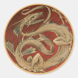 Antike Mythologie, antiker goldener asiatischer Dr Runder Aufkleber