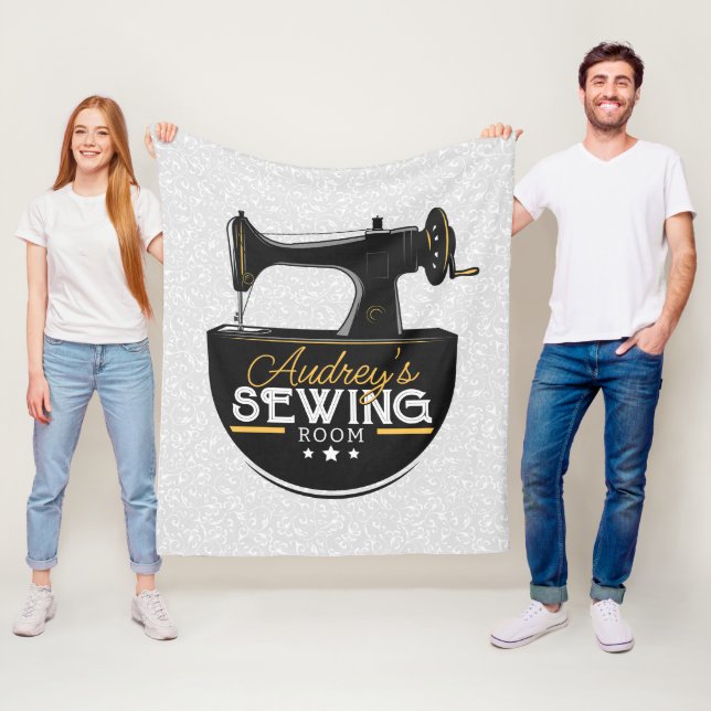 Antike Nähmaschine ADD NAME Seamstress Schneider Fleecedecke (Beispiel)