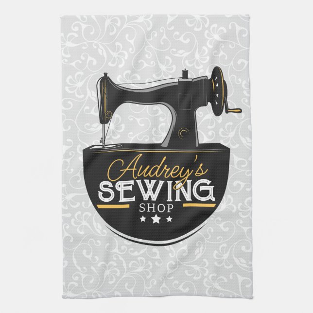 Antike Nähmaschine ADD NAME Seamstress Schneider Geschirrtuch (Vertikal)