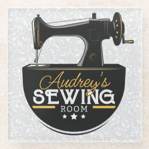 Antike Nähmaschine ADD NAME Seamstress Schneider Glasuntersetzer