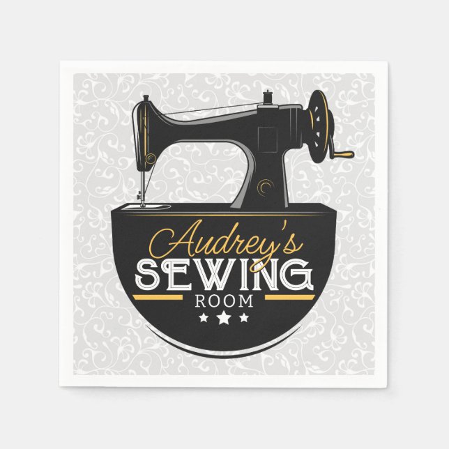 Antike Nähmaschine ADD NAME Seamstress Schneider Serviette (Vorderseite)