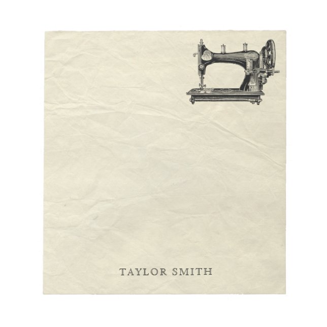 Antike Nähmaschine mit Namen Notizblock (Vorderseite)