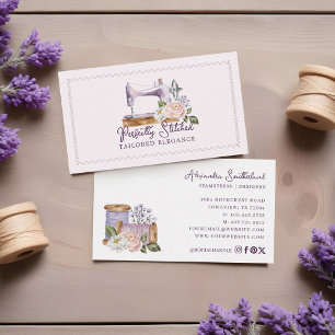 Antike Nähmaschine mit Wasserfarben-Blumenmuster f Visitenkarte