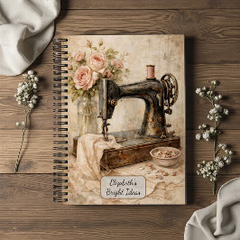 Antike Nähmaschinenrosen Notizbuch