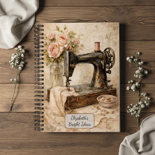 Antike Nähmaschinenrosen Notizbuch